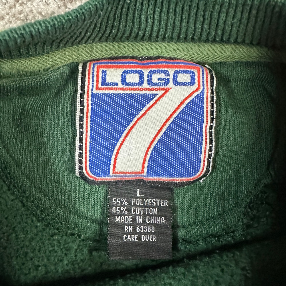 Vintage Logo 7 Green Bay Packers Sweatshirt Green Striped Trim Large - Picture 5 of 9